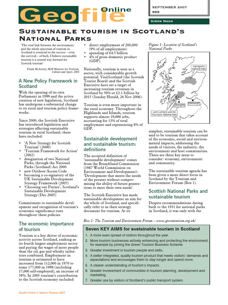 Geofile Sustainable Tourism in Scotlands National Parks | PDF ...