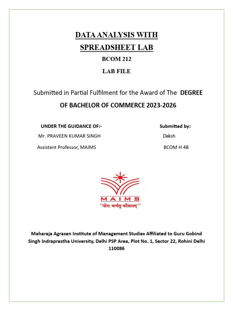 Data Analysis Lab Report BCOM 212 | PDF