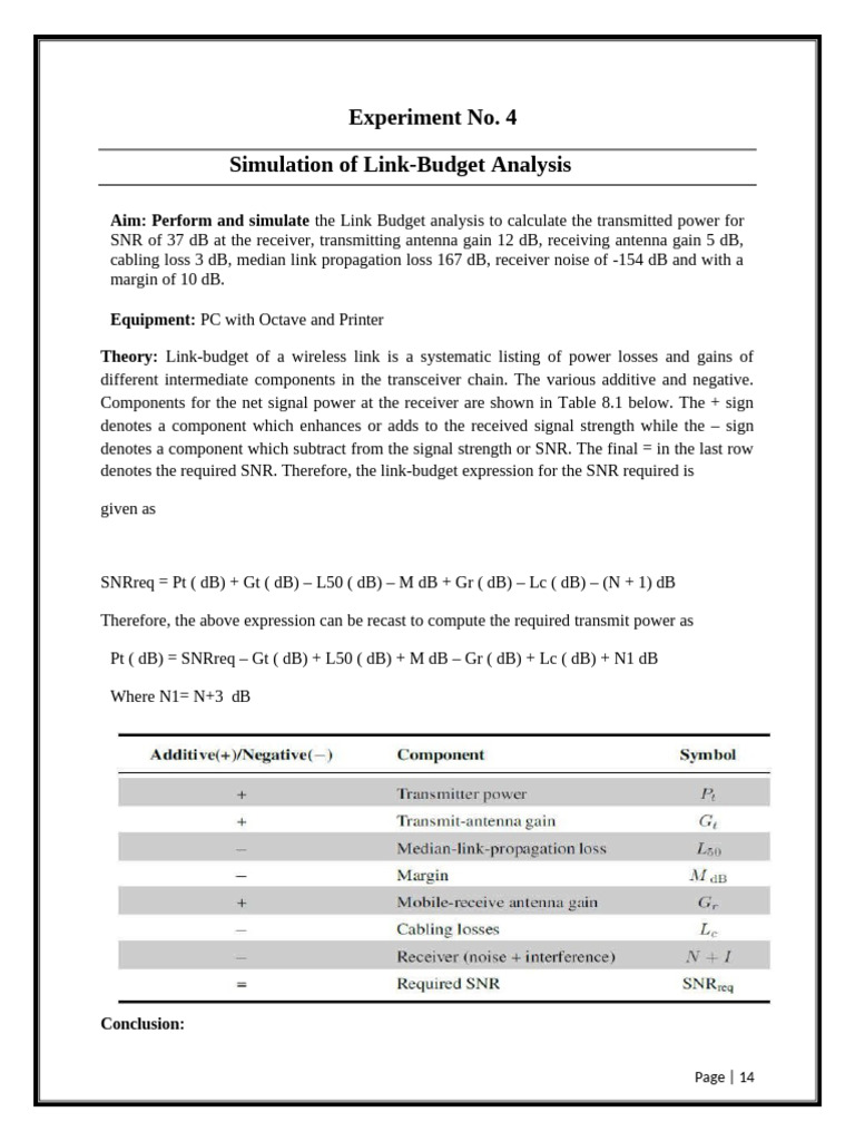 Link Budget Analysis Simulation Guide | PDF