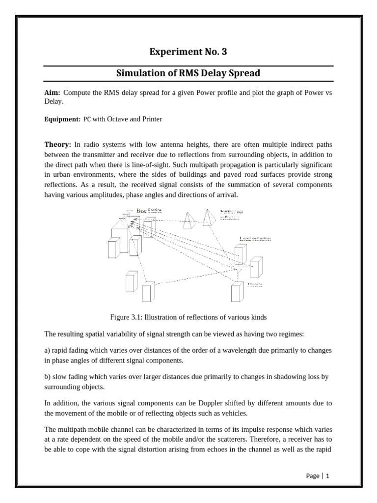 RMS Delay Spread in Wireless Channels | PDF | Antenna (Radio) | Radio ...