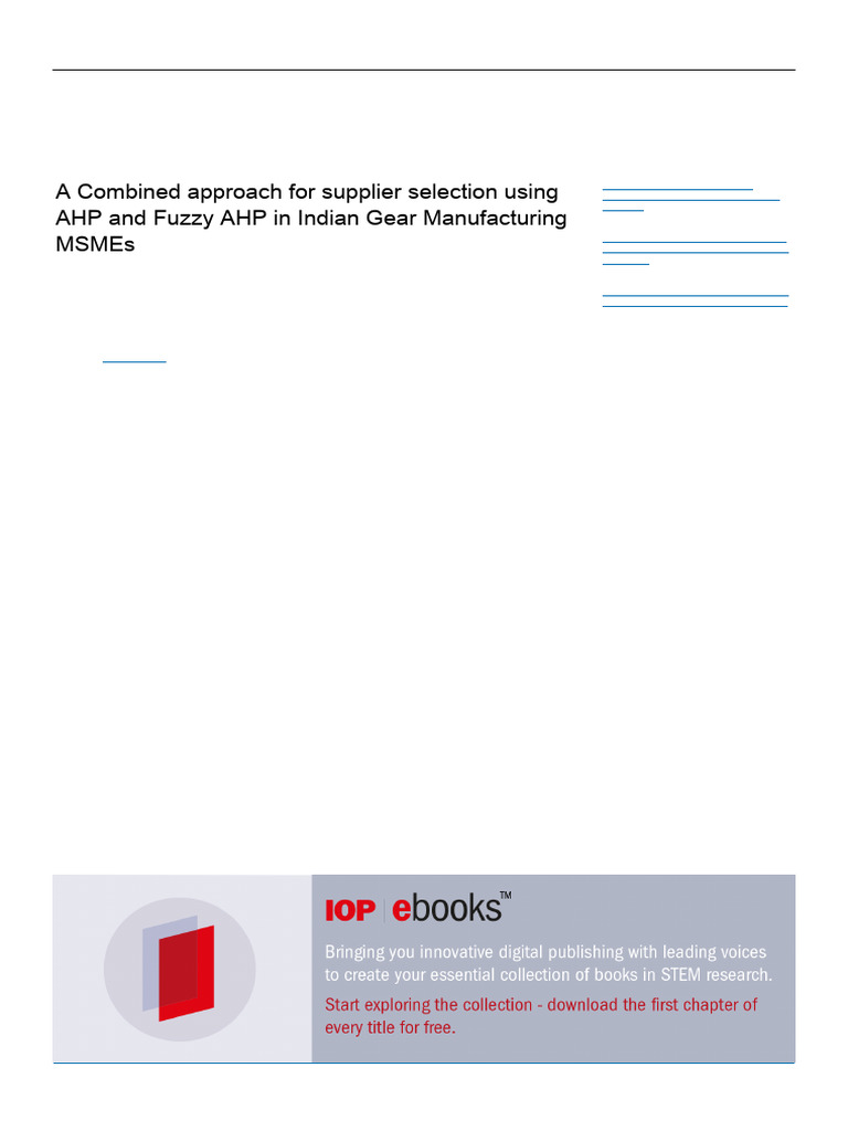 Supplier Selection in Indian Gear MSMEs | PDF | Supply Chain | Small ...
