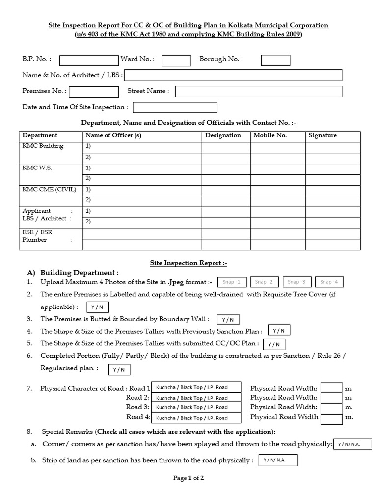 KMC Site Inspection Report for OC/CC | PDF
