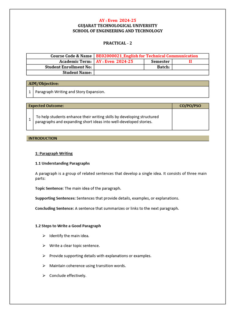 ETC - GSET - Lab Manual - Practical 2 | PDF | Reading Comprehension ...