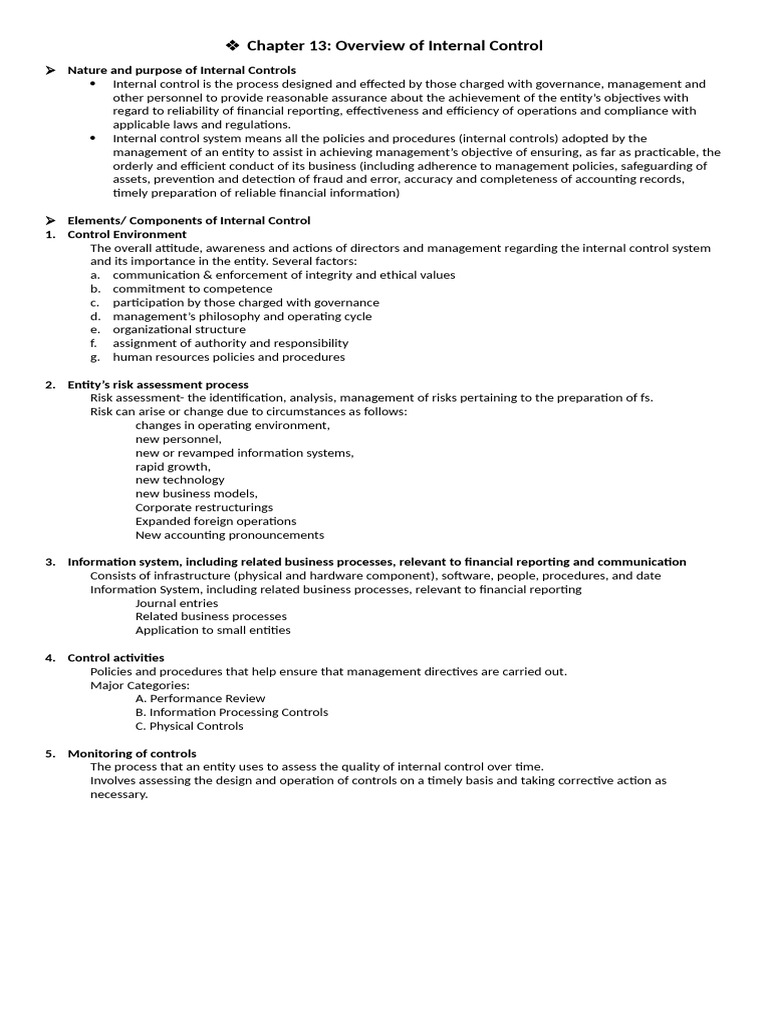 AE115 - Internal Controls Notes | PDF | Internal Control | Fraud