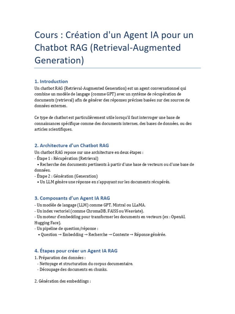 Création d'un Agent IA pour Chatbot RAG | PDF | Informatique