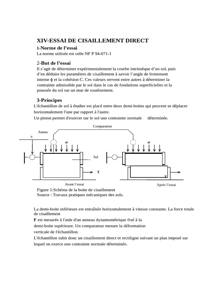 Essai de Cisaillement Direct des Sols | PDF | Contrainte de ...