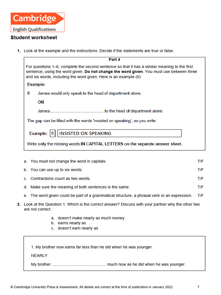 Formula C1 Advanced Worksheet | PDF | Question | Human Communication