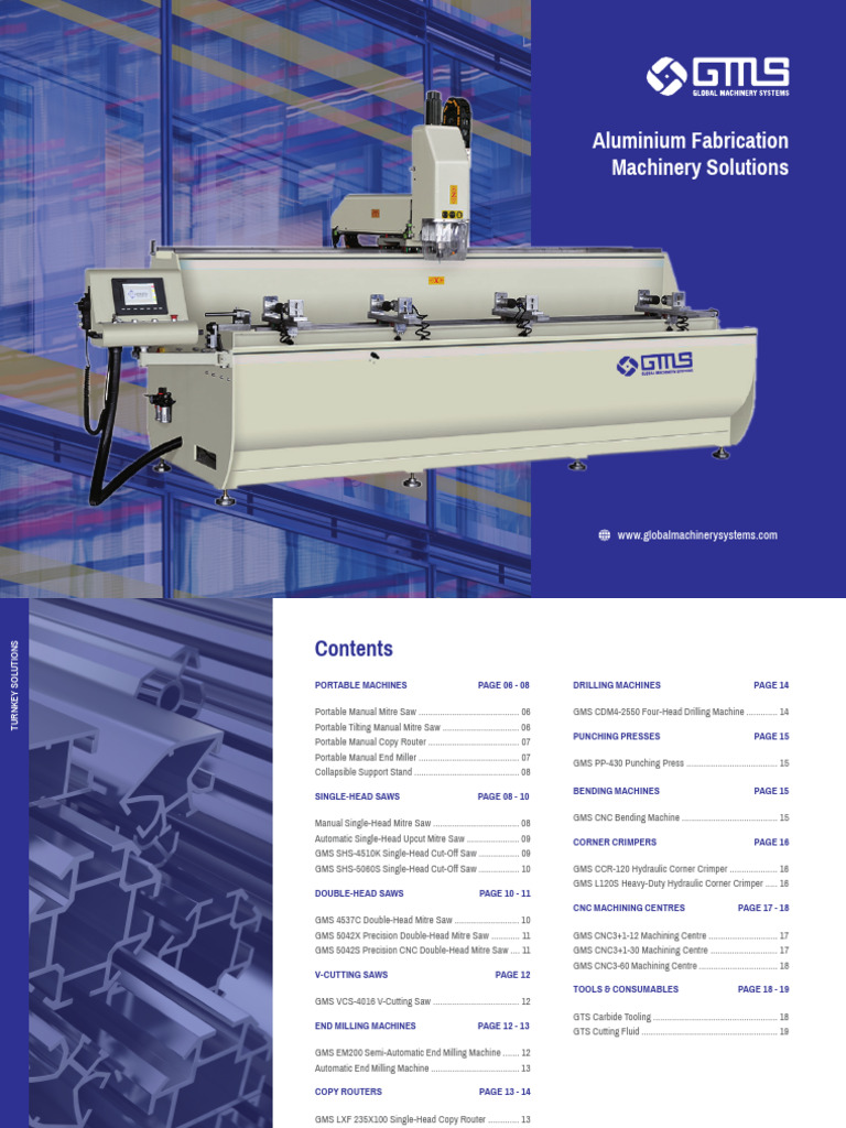 Aluminium Fabrication Machinery Guide | PDF | Numerical Control | Drilling