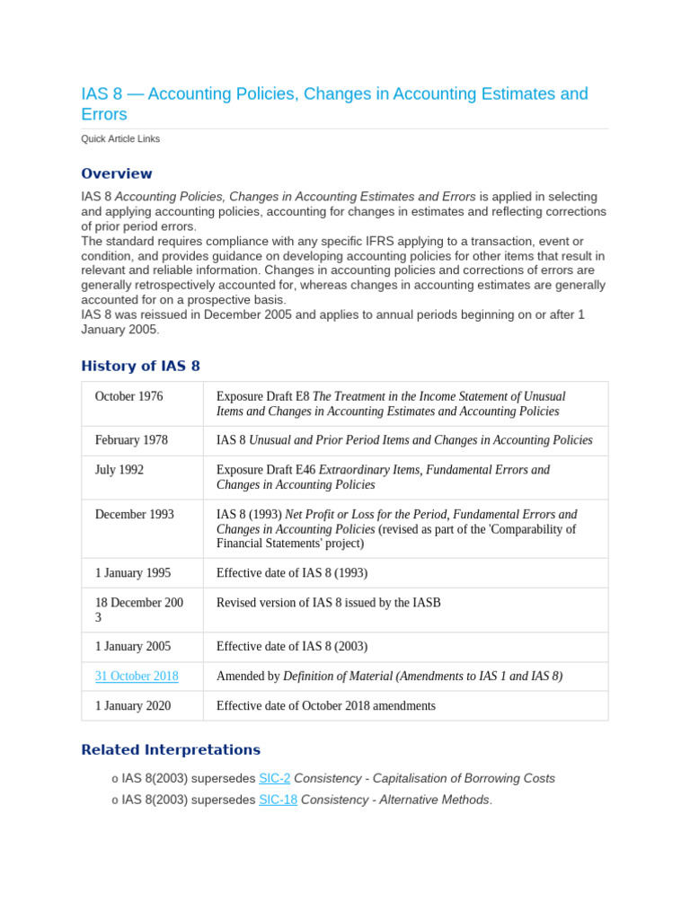 IAS 8: Accounting Policies and Changes | PDF | International Financial ...