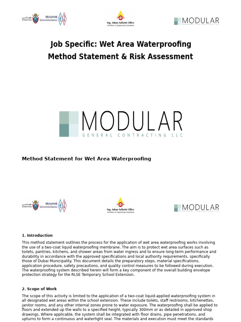 MS For Wet Area Waterproofing | PDF | Materials | Building Materials