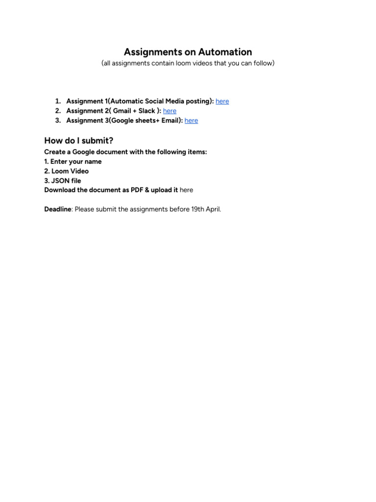 Automation Assignments Submission Guide | PDF