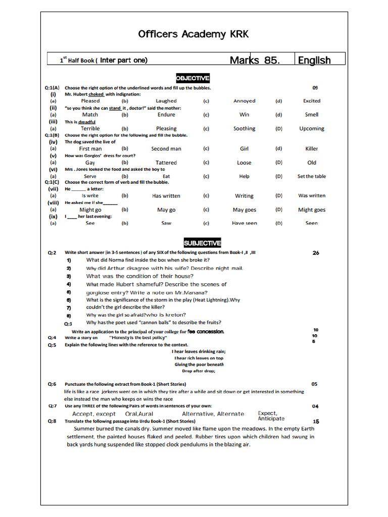 English 1st Half Book.... | PDF