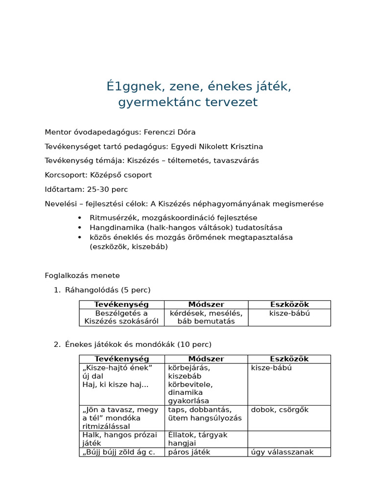 Ének Tervezet | PDF