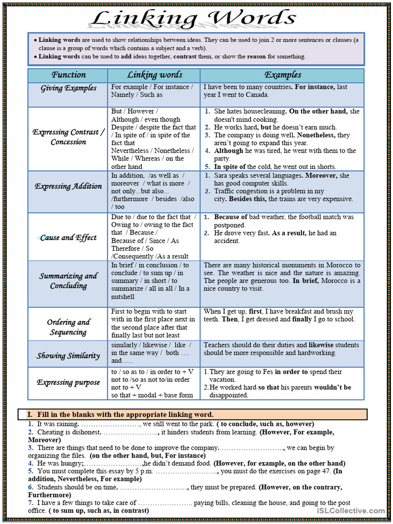 Linking Words in English | PDF | Semiotics | Grammar