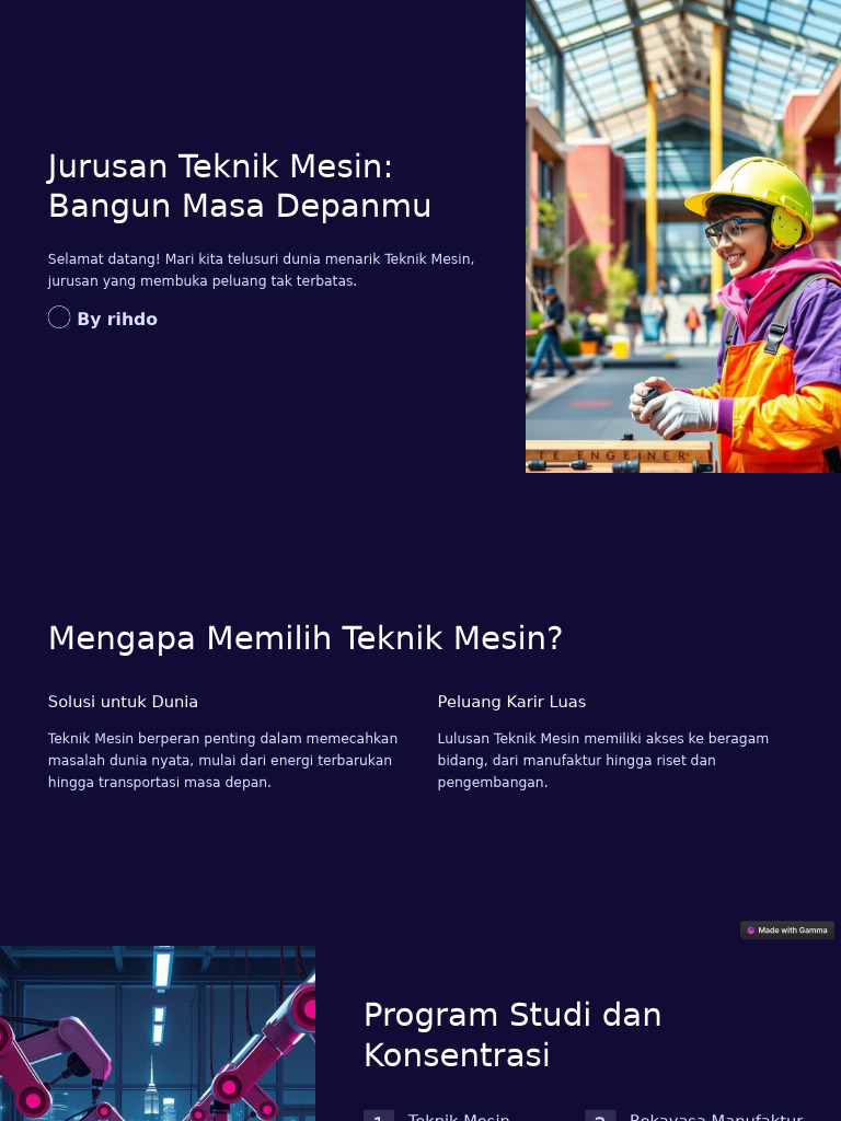 Jurusan Teknik Mesin Bangun Masa Depanmu | PDF