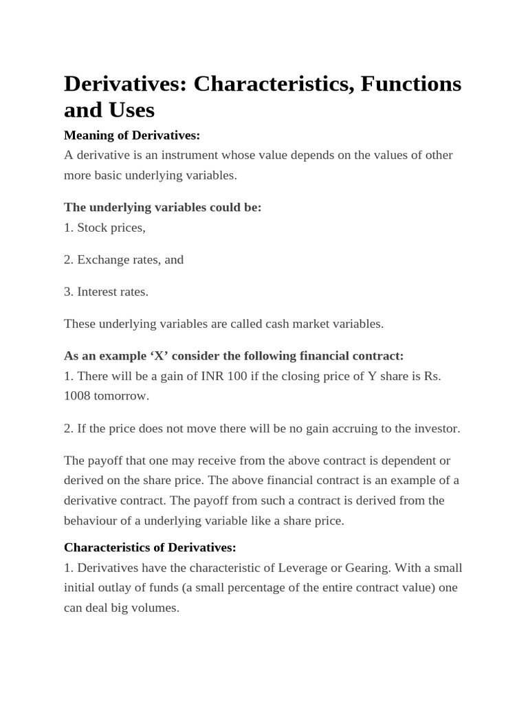 Understanding Derivatives: Types & Uses | PDF | Derivative (Finance ...