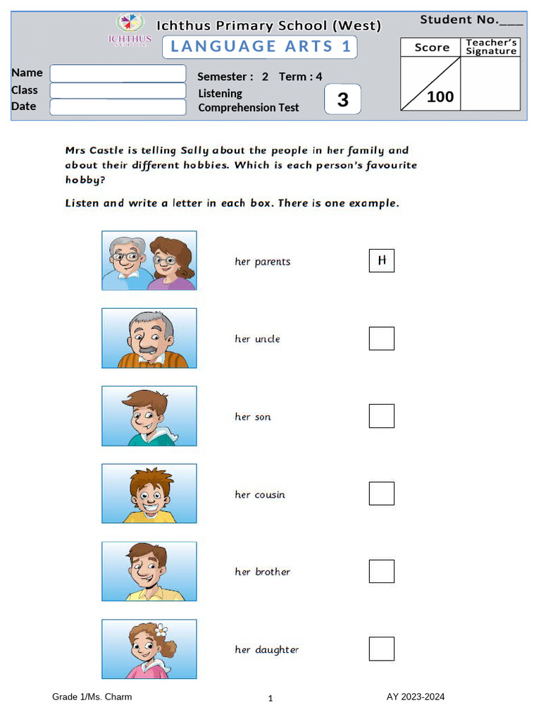 Language Arts 1: Name Class Date Semester: 2 Term: 4 | PDF