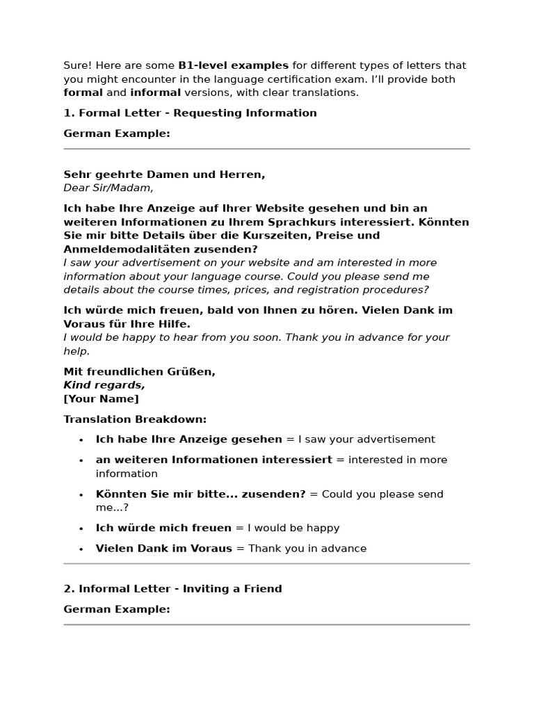 B1-Level Schreiben Examples | PDF