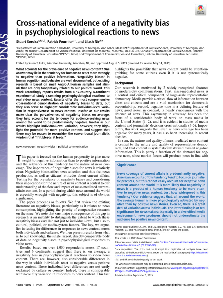 Cross-National Negativity Bias in News | PDF
