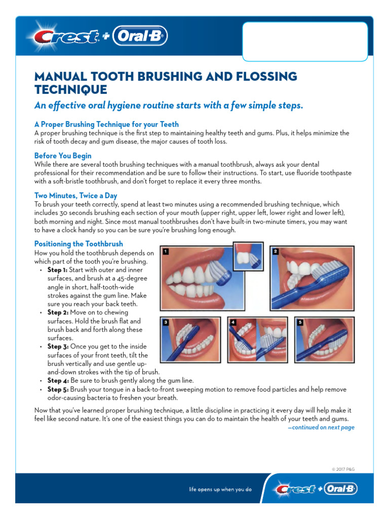 Cob Pe Manualbrushingflossingtechnique PDF | PDF | Toothbrush | Oral ...