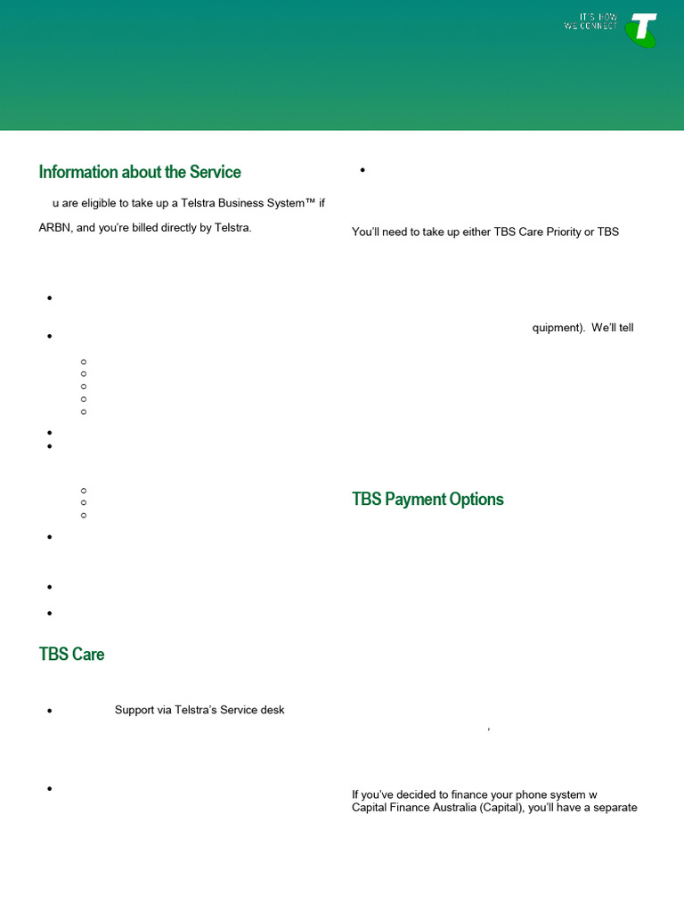 Business Critical Information Telstra Business Systems | PDF | Lease ...