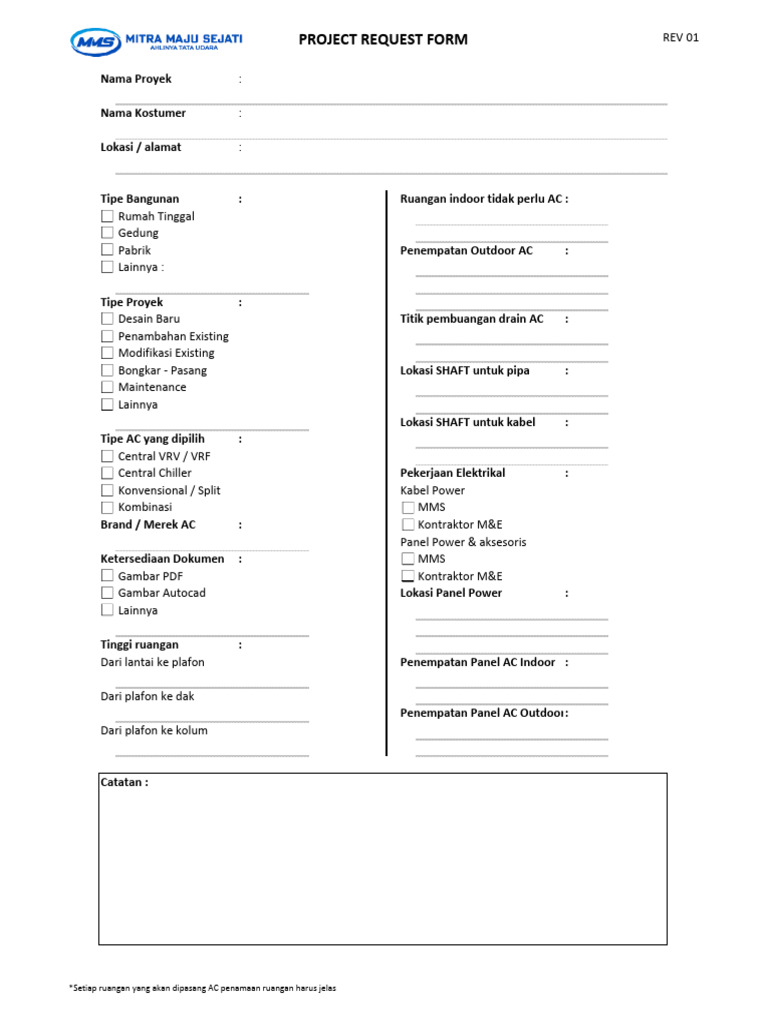 Formulir Permintaan Proyek AC | PDF