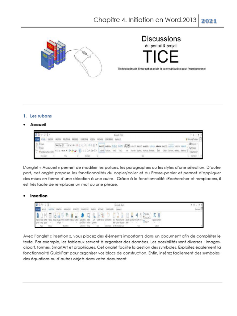 Initiation à Word 2013 : Les Onglets | PDF | Microsoft Word | Logiciel