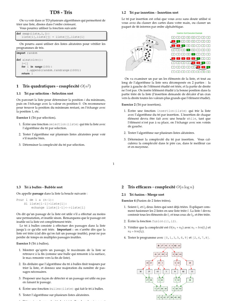 Algorithmes de tri : méthodes et complexités | PDF | Logique ...