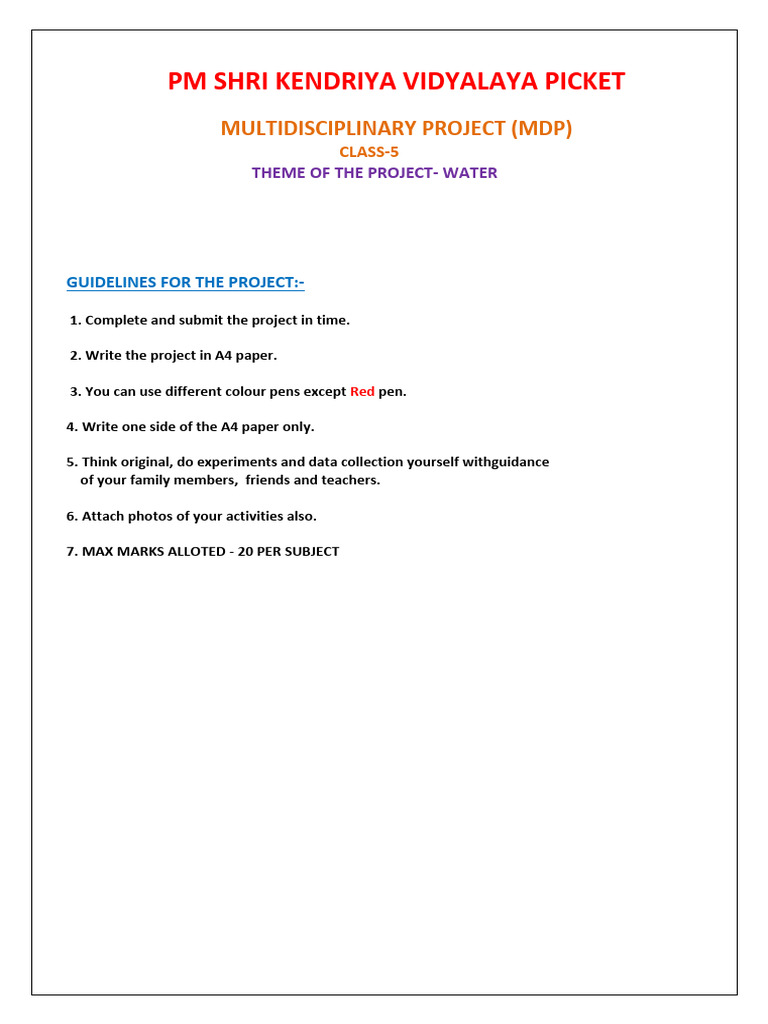 MDP Project on Water for Class 5 | PDF | Water | Earth Sciences
