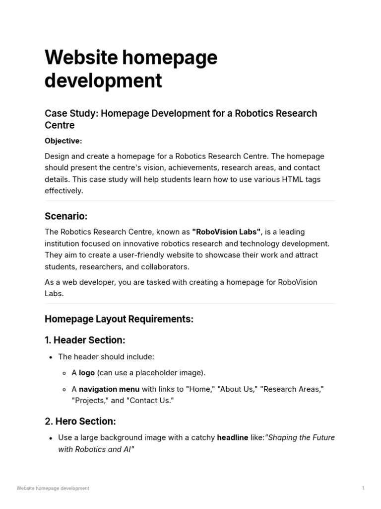 Case Study - Website - Homepage - Development | PDF | Robotics | Html