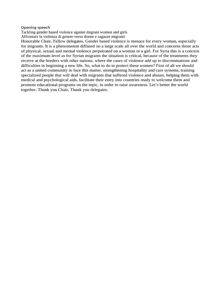 Opening Speech | PDF