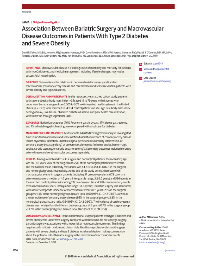 Fisher Et Al 2018 RCT | PDF | Bariatric Surgery | Stroke