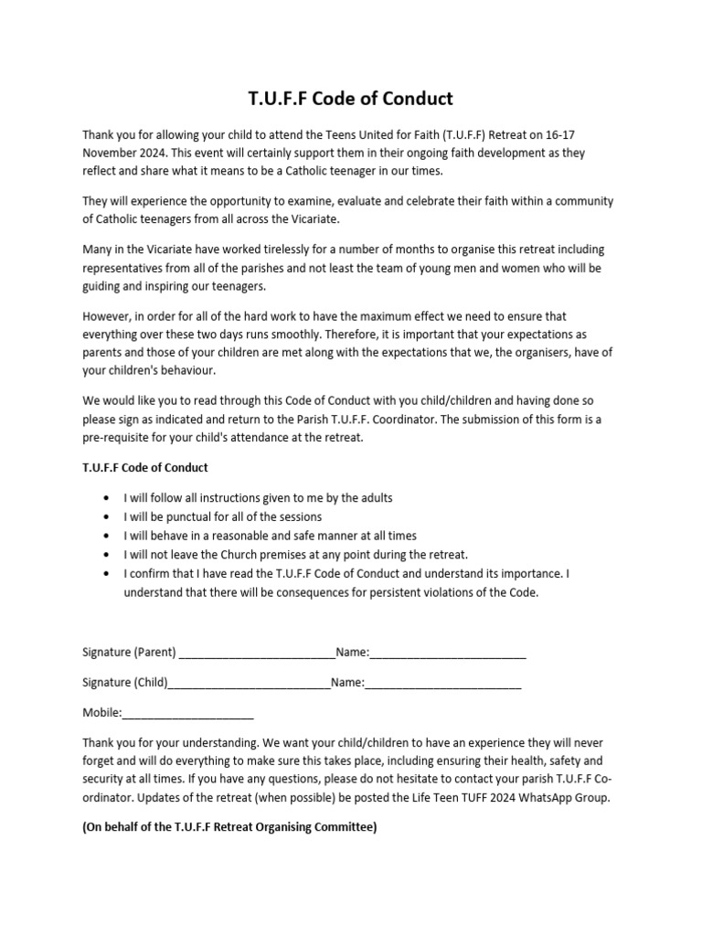 TUFF Code of Conduct | PDF