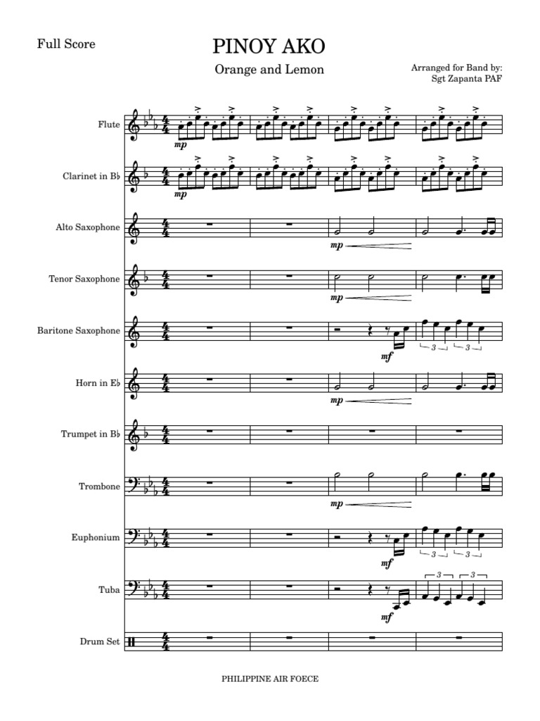 Pinoy Ako Band Arrangement Score | PDF | Brass Instruments | Aerophones