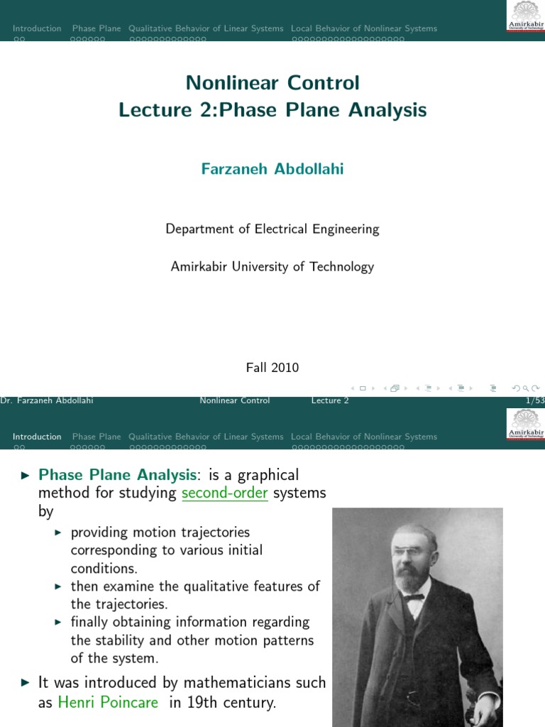 Phase Plane Analysis in Nonlinear Control | PDF | Nonlinear System ...