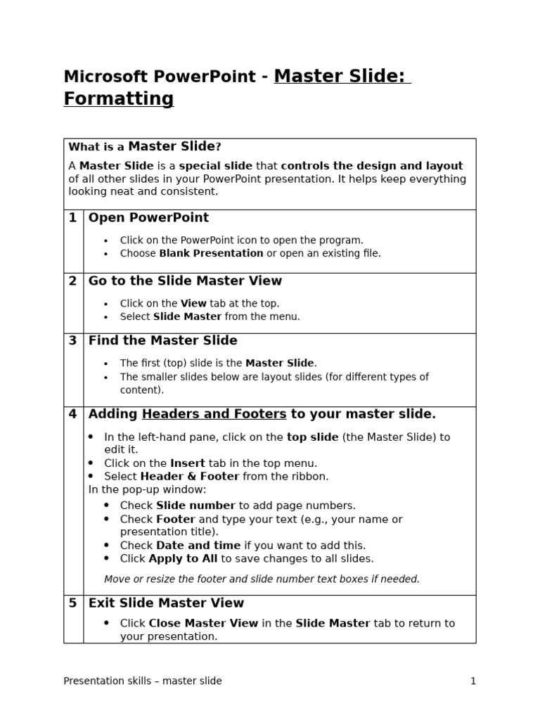Master Slide Essentials in PowerPoint | PDF | Page Layout | Microsoft ...