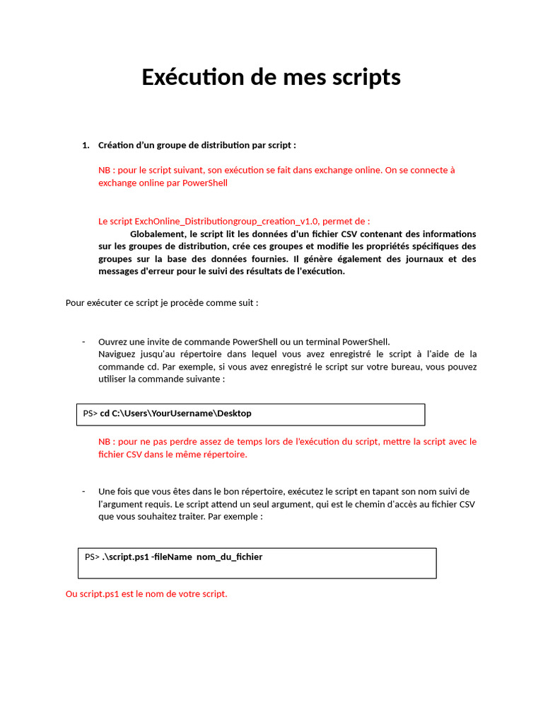 Scripts PowerShell pour groupes Exchange | PDF | Interface en ligne de ...