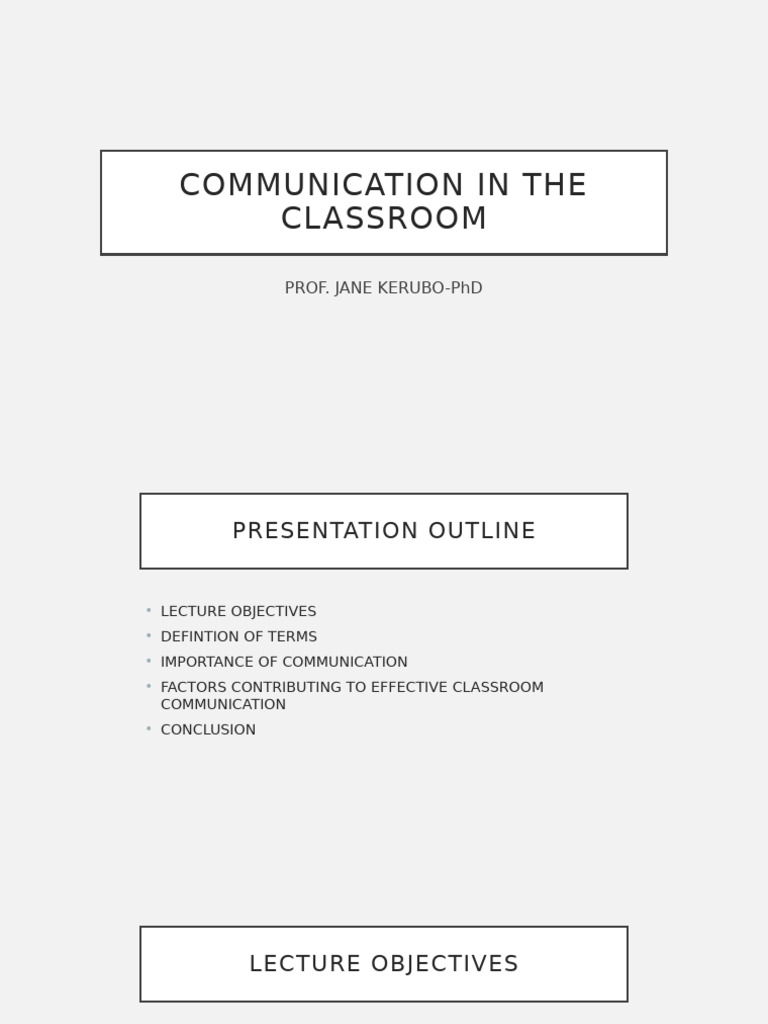 Effective Classroom Communication Guide | PDF | Communication ...