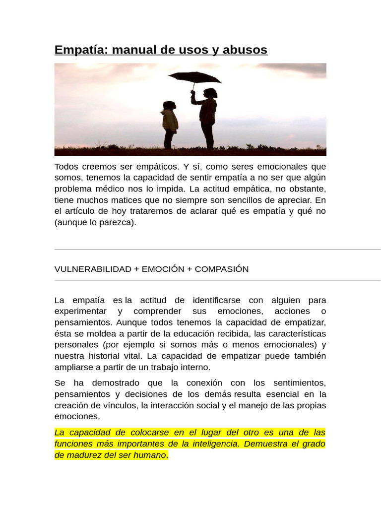 Manual de Empatía: Usos y Abusos | PDF | Empatía | Las emociones