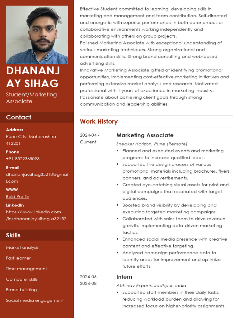 DHANANJAY SIHAG Resume 5 | PDF | Marketing | Advertising