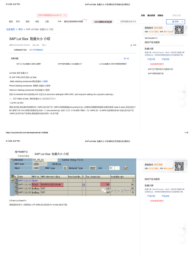 SAP Lot Size 批量大小 介绍-腾讯云开发者社区-腾讯云 | PDF