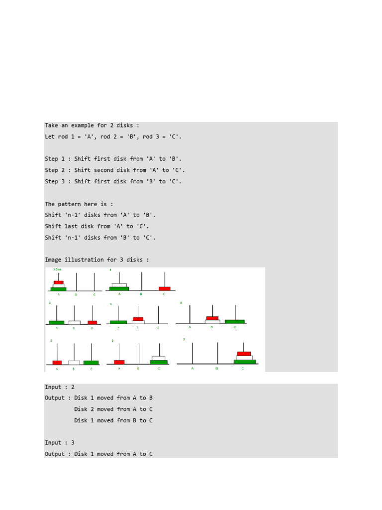 Recursive Tower of Hanoi in C | PDF | Computer Engineering | Computer ...