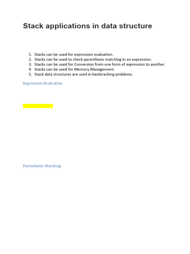 Stack Data Structure Applications | PDF | Mathematical Notation ...