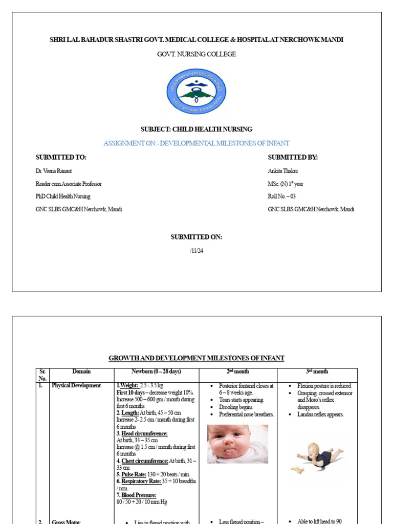 Infant Developmental Milestones Guide | PDF | Infants | Language ...