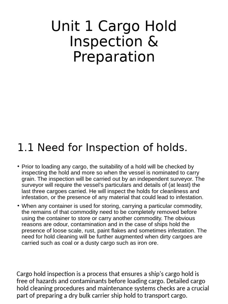 Unit 1 - Hold Cleaning | PDF | Leak | Cargo