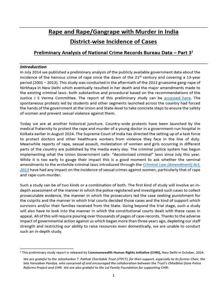District-wise Rape and Murder Analysis | PDF | Crimes | Crime & Violence