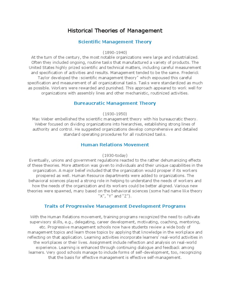 Overview of Historical Management Theories | PDF | System | Systems Theory