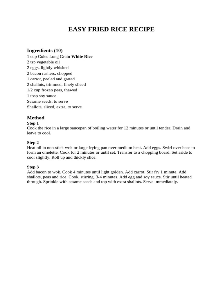 Easy Fried Rice Recipe | PDF