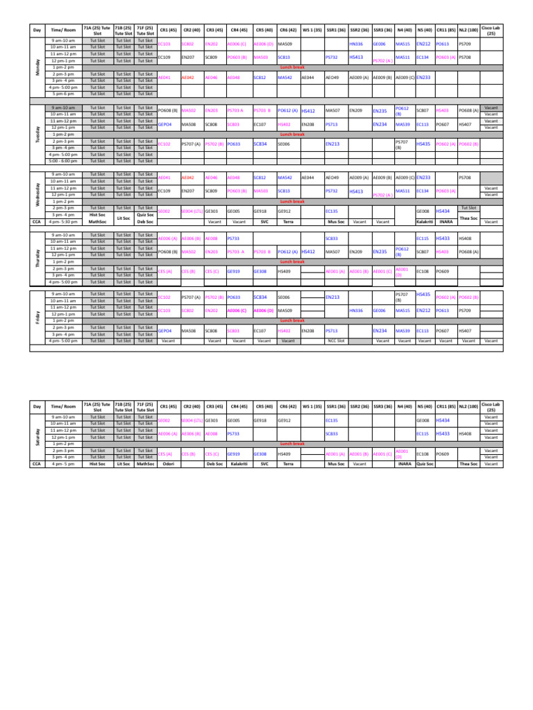 Weekly Tutoring Schedule and Courses | PDF | Liberal Arts Education