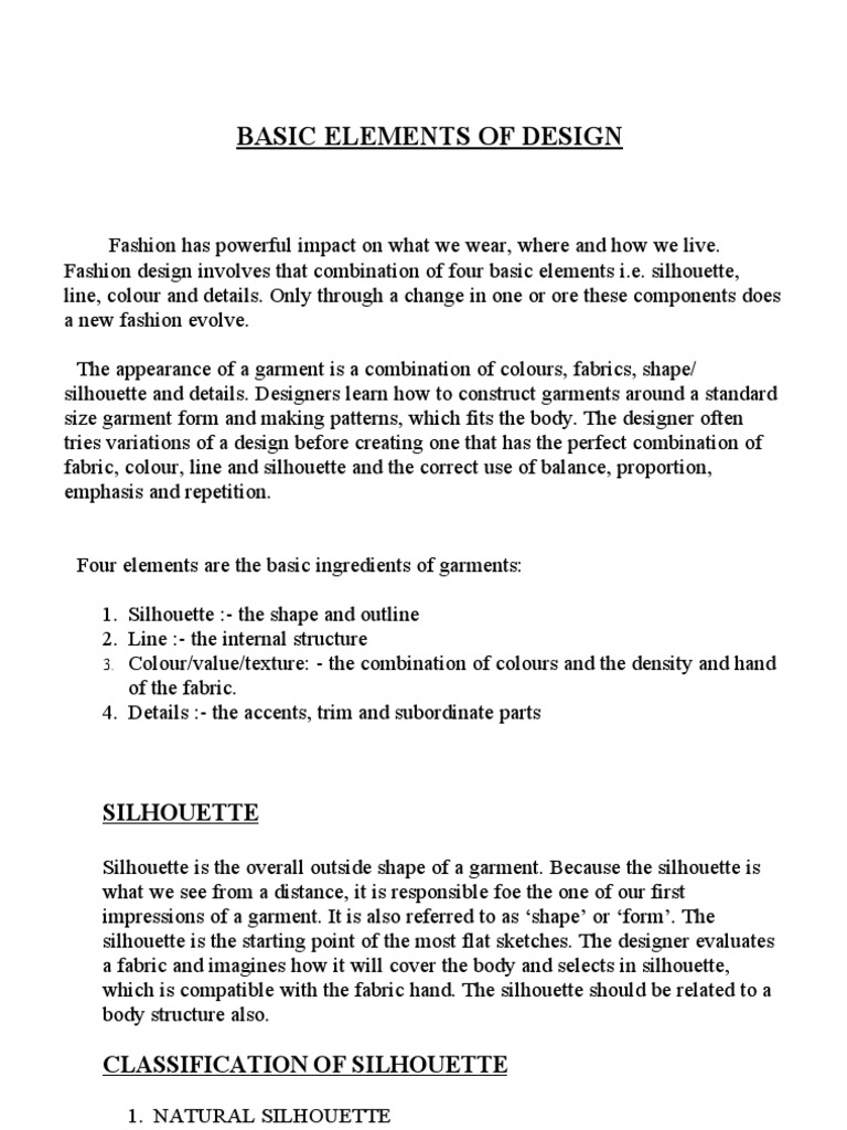 Basic Elements of Design | PDF | Seam (Sewing) | Color
